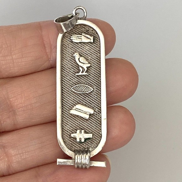 Egyptian Cartouche Pendant Sterling Silver 6.21g Vintage Handmade “Doris” - Picture 1 of 7
